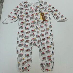 Roller Rabbit NWT Kids Unisex Christmas Elephants One Piece Pajamas‎ 6-9 months